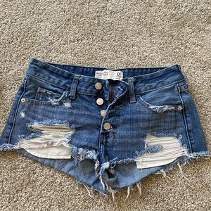 ABERCROMBIE low rise denim shorts distressed